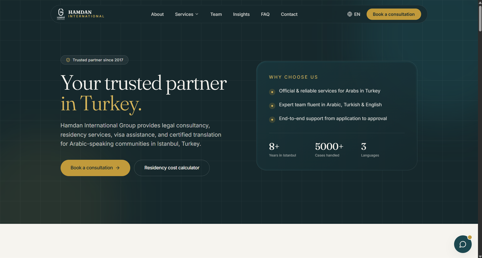 Hamdan — International Law Firm, a project by Auroa AI
